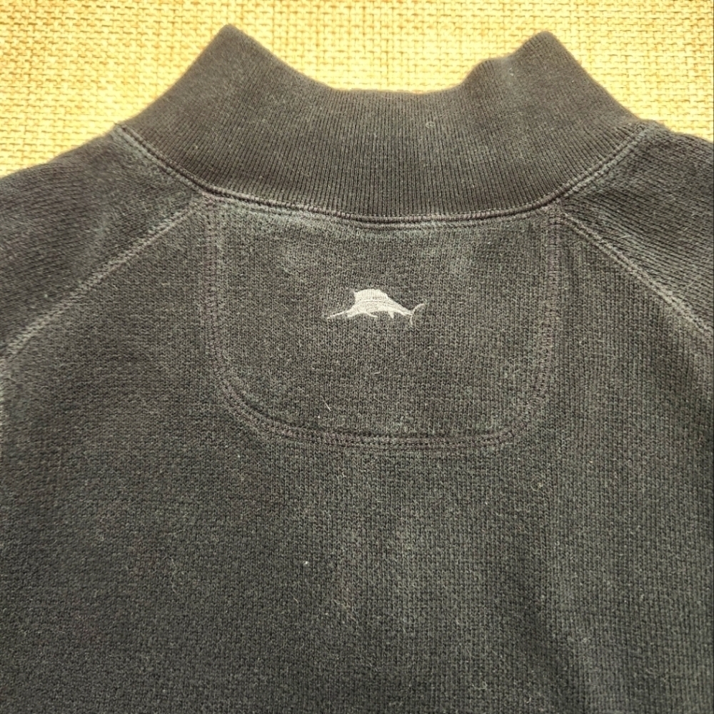 Tommy Bahama Men's Long Sleeve 1/4 Zip Pullover Sweater‎ Preppy Size S Black - Picture 6 of 8
